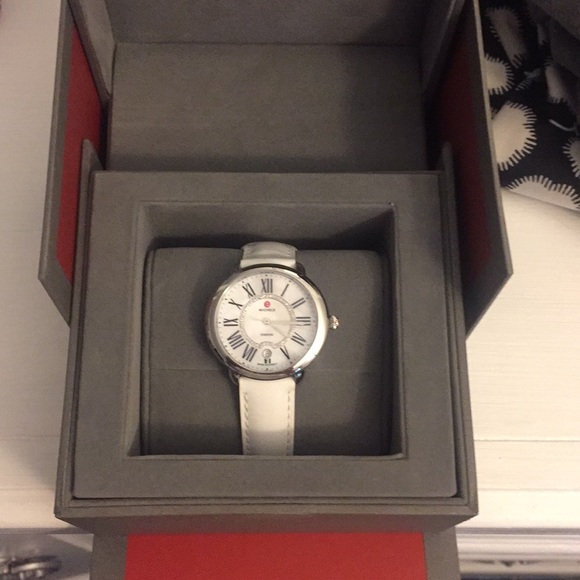 Michele white diamond face watch